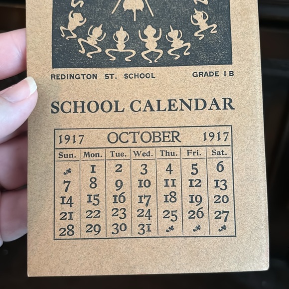 Antique 107 Year Old School Calendar Page Redington St. - Picture 3 of 6